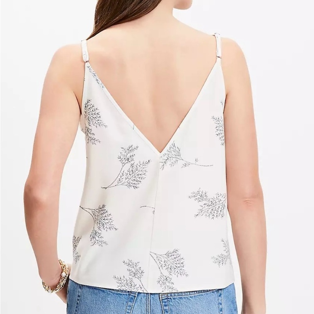 Loft Leaf Motif V-Neck & V-Back Top NWT - Picture 2 of 4